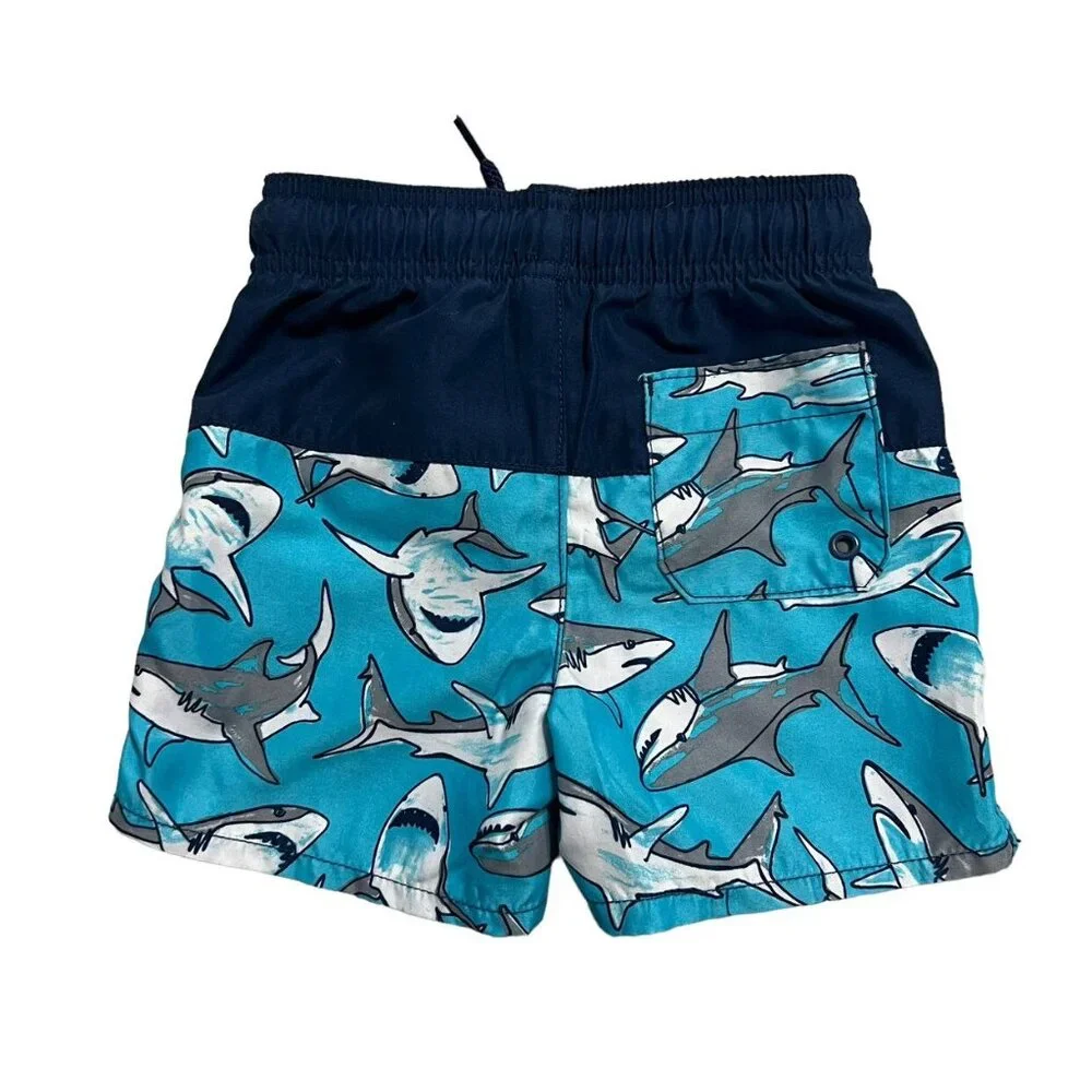 Children's Place Sport 12-18m Blue Shark Swim Trunks & Rashguard Set